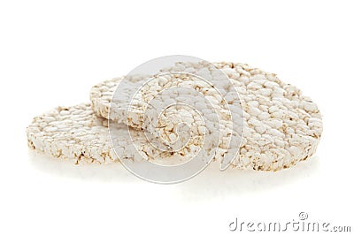Diet rice cakes pile isolated on white Stock Photo