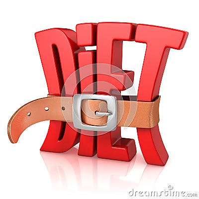 Diet with tighten belt 3d concept Cartoon Illustration