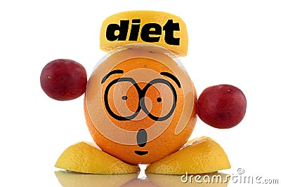 Diet time. Funny fruit character. Stock Photo