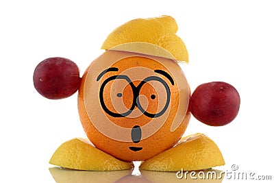 Diet time. Funny fruit character. Stock Photo