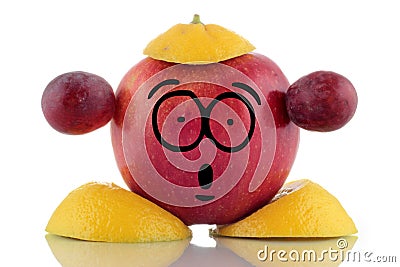 Diet time. Funny fruit character. Stock Photo