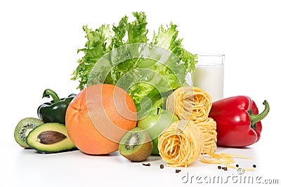Diet weight loss breakfast concept. Fruits and vegetables Stock Photo