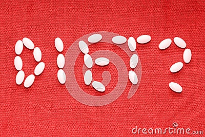 Diet word written with diet nutrition capsules Stock Photo