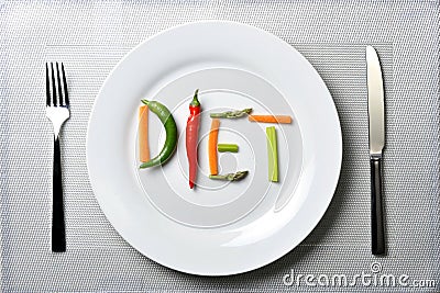 Diet written with vegetables in healthy nutrition concept Stock Photo