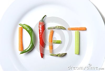 Diet written with vegetables in healthy nutrition concept Stock Photo