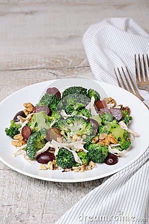 Broccoli salad with chicken Stock Photo