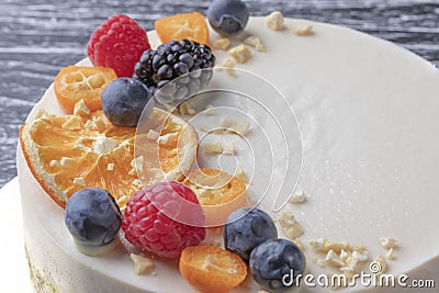Dietary delicate fruity berry nut cake without baking Stock Photo