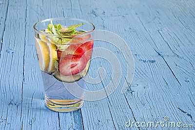 Dietary detox drink with lemon juice Stock Photo