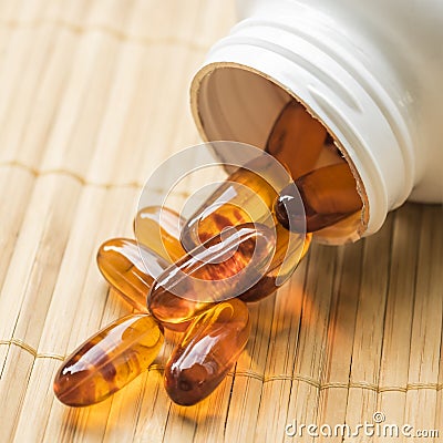 Dietary supplement , fish oil ,MEGA-3 Stock Photo