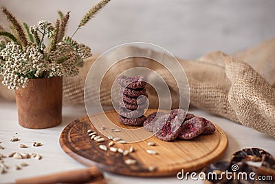 Dietary sweets without sugar. Dessert made from natural ingredients, home cooking. Candy for a healthy diet, vegetarian Stock Photo
