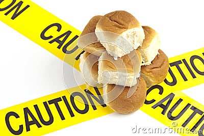 Dietary warning or gluten/wheat allergy warning Stock Photo