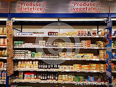 Dietetic and vegetable products at the Selgros hypermarket Editorial Stock Photo
