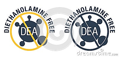 Diethanolamine free icon - possibly toxic effect Vector Illustration