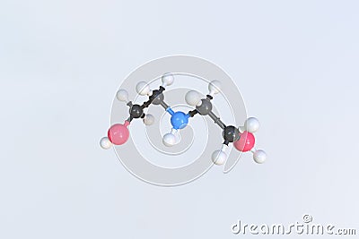 Diethanolamine molecule, scientific molecular model, looping 3d animation Stock Photo