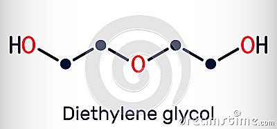 Diethylene glycol, DEG molecule. It is diol, solvent. Skeletal chemical formula. Vector illustration Vector Illustration