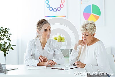 Dietician and patient with problems Stock Photo