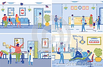 Dieticians or Nutritionists in Healthcare Clinic. Vector Illustration