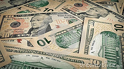 Diez billetes de dólar que giran Diez billetes de dólar que giran