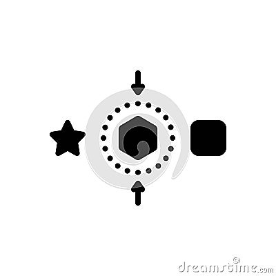 Black solid icon for Diff, shape and different Vector Illustration