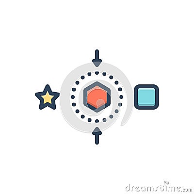 Color illustration icon for Diff, shape and different Vector Illustration