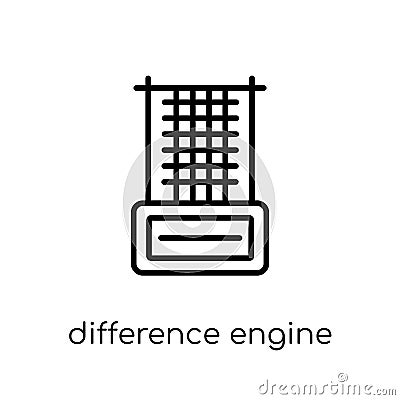 Difference engine icon. Trendy modern flat linear vector Differe Vector Illustration