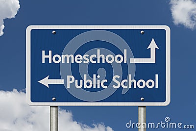 Difference between going to HomeSchool or Public School Stock Photo