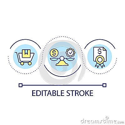 Difference between price and quality loop concept icon Vector Illustration