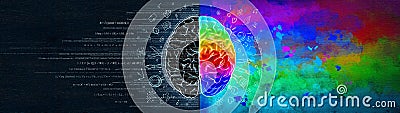 The Difference in the Work of the Right and Left Hemispheres of the Brain. Analytical Thinking Versus Abstract Stock Photo