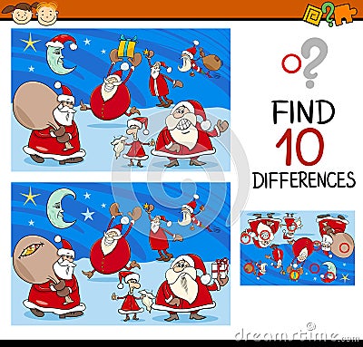 Differences task with santa Vector Illustration