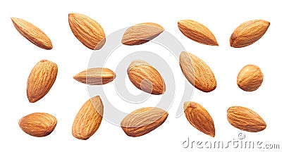 Different angle of raw almonds Stock Photo