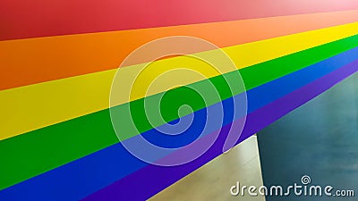 Different angles of a horizontal rainbow vibrant color sticker Stock Photo