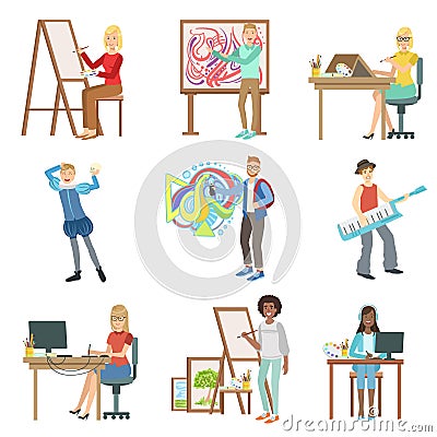 Different Artistic Professions Set Of Illustrations Vector Illustration