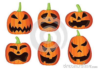 Pumpkin fruit and halloween face design on white background Vector Illustration