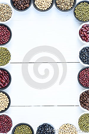 Different beans in bowl Stock Photo