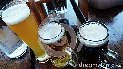 Different beers in a bar Stock Photo