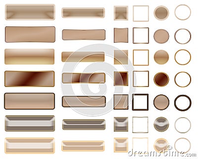 Different beige colors of buttons and Icons for web design Stock Photo