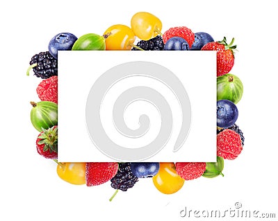 Different berries with white inscription frame Stock Photo