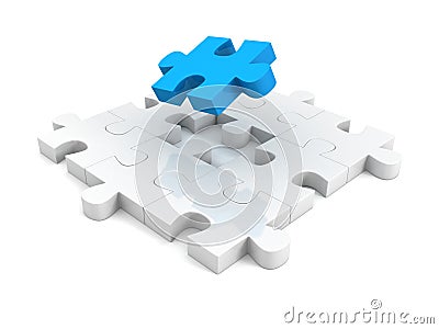 Different blue piece of jigsaw puzzle structure Cartoon Illustration