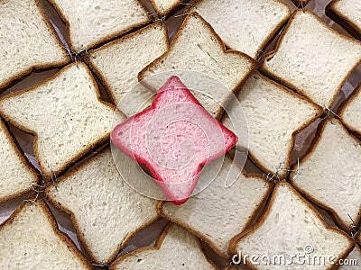 Different Bread, Leader of Team. Wholewheat Breads slice Stock Photo