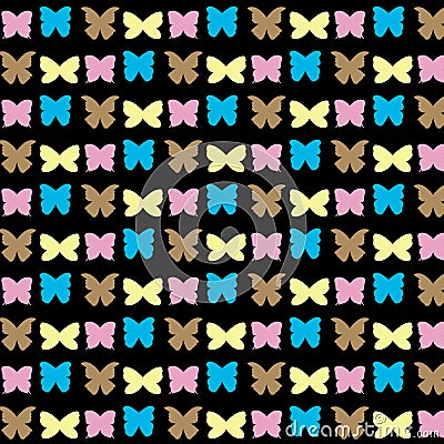 Different butterfly pattern design on black background Stock Photo