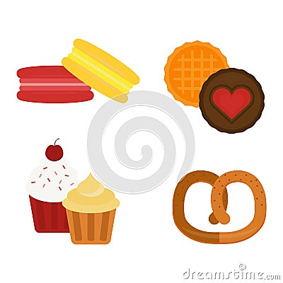 Different cakes isolated vector illustration. Vector Illustration