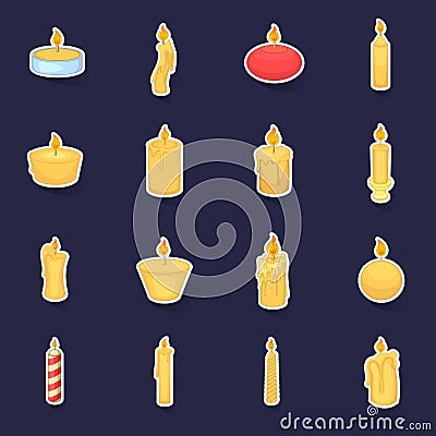 Different candle icons set vector sticker Vector Illustration