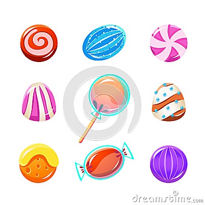 Different Candy Collection Vector Illustration