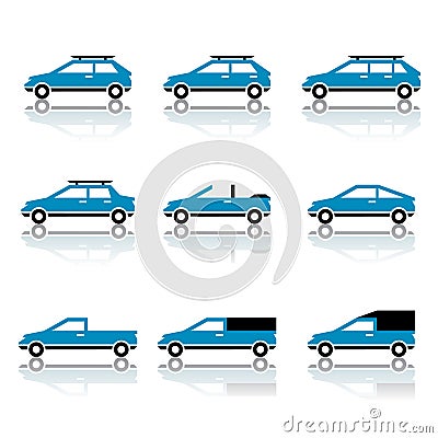 Different car body style icons Vector Illustration