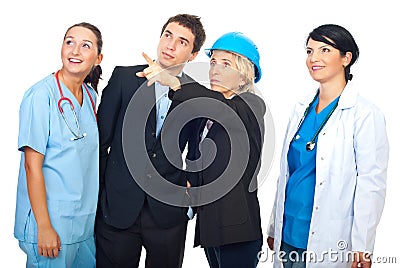 Different careers people looking away Stock Photo