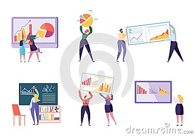 Different Character Business Analyst Set. People Vector Illustration