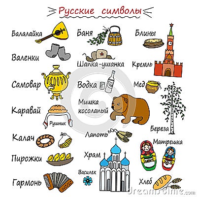 Different Characters Russian, with captions in Russian Vector Illustration