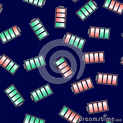 Different Charge of Battery Seamless Pattern Vector Illustration