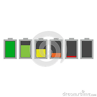 Different charging status battery load sign, icon, logo Stock Photo