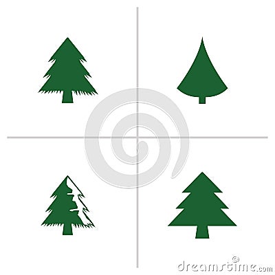 Different Christmas tree set, illustration. Can be used for greeting card, invitation, banner, web design Cartoon Illustration